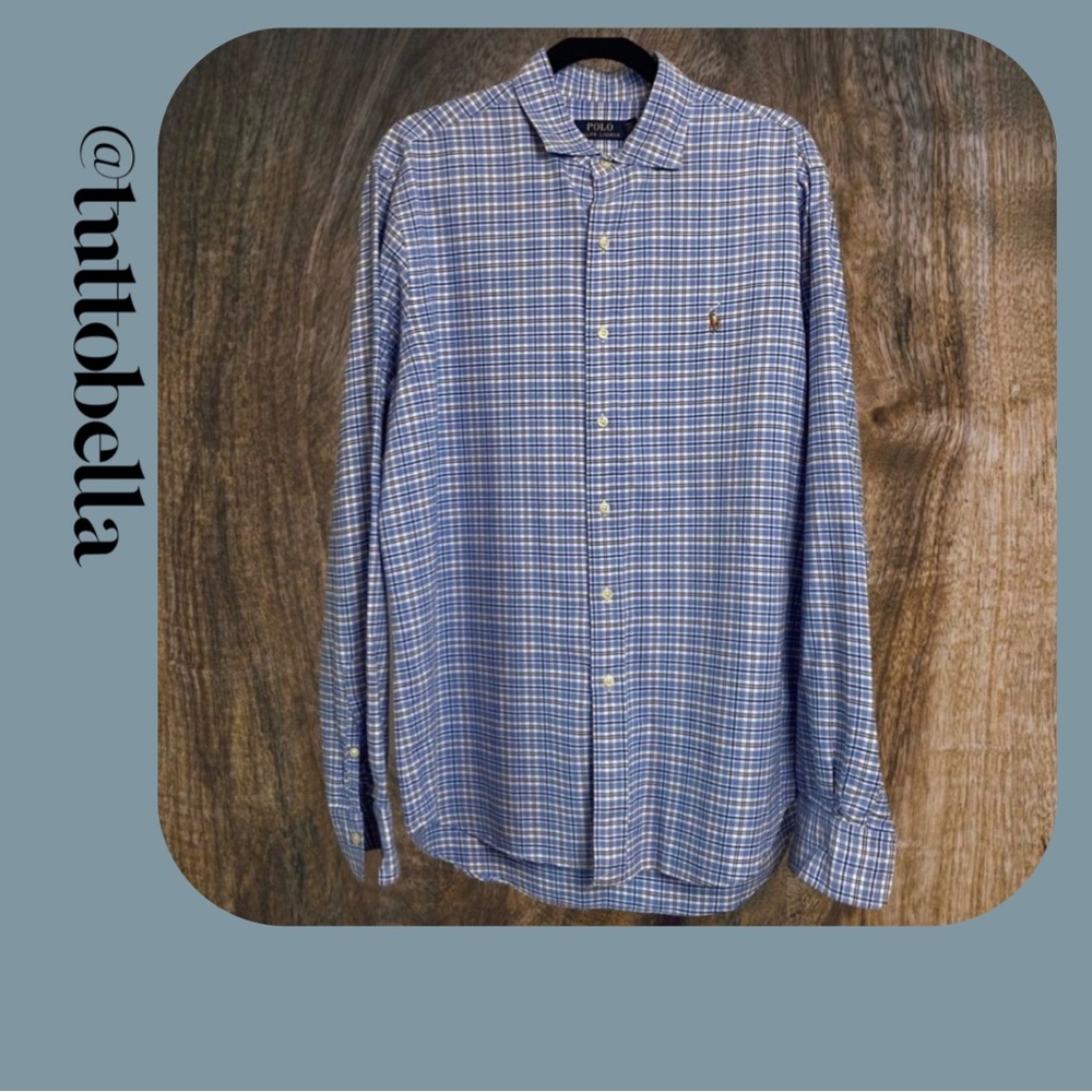 Polo Ralph Lauren Blue Plaid Oxford Button Down Shirt Size Large